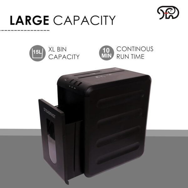 STEADFAST CC13-7 Sheets Micro cut Shredder - paper shredder, CD, Credit Card and Staples into 2 x 9 mm Unreadable Particle, Rice Size Paper Particles Bin Size-15L PULLOUT BIN
